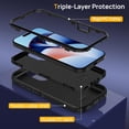 thumbnail image 4 of YWC-pour Étui iPhone, Protection Robuste 3 Couches Antichoc Étui Rigide Anti-Poussière/choc Intégrale Durable Anti-Empreintes Digitales avec Protection de Port, Noir, 4 of 4