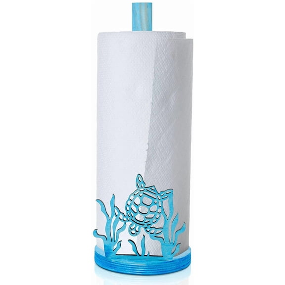 Turtle Paper Towel Holder Blue Room Decor Wooden Sea Turtle Seaweed Paper Towel Roll Holder Gift Underwater Scenery Nautical Theme Kitchen Bathroom Accessories Farm Table Decoration