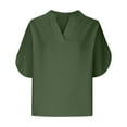 thumbnail image 1 of AherBiu Hauts pour Femmes Robe Décontractée Col en V Manches Courtes Été Couleur Unie Coupe Ample Blouse Confortable, 1 of 5