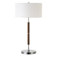 thumbnail image 1 of Henn&Hart 14" Rustic Oak/Polished Nickel Finish Metal/Fabric Table Lamp, 1 of 9