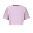 thumbnail image 4 of ZyeKqe Crop Tops for Women Short Sleeve High Neck Basic Shirts Casual Summer Solid Color Tee Blouses, 4 of 6