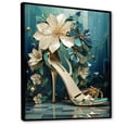 thumbnail image 2 of Designart "Floral Blue High Heels I" Fashion Framed Wall Art - Glam Blue Fashion High Heels Bedroom Framed Canvas Wall Art, 2 of 6