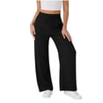 thumbnail image 2 of Jaunzuar Summer Pants for Women Straight Leg Elastic Waist Drawstring Pants Loose Versatile Casual Pants with Pockets XXXL, 2 of 6