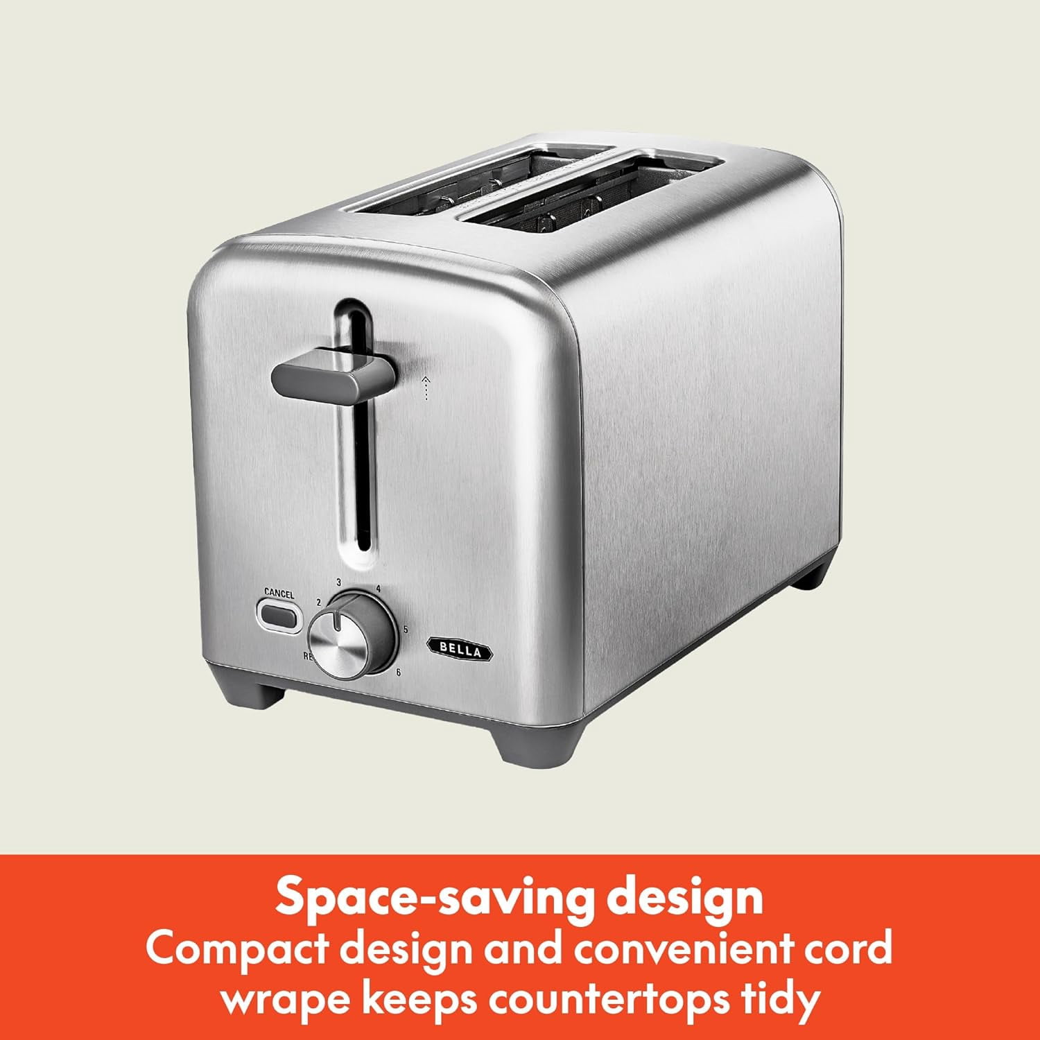 Stainless Steel 2 Slice Toaster with Extra Wide Slots & Removable Crumb Tray - 6 Browning Options, Auto Shut Off & Reheat Function - Toast Bread, Bal & Waffle