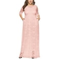 thumbnail image 7 of Eternatastic Womens Floral Lace 2/3 Sleeves Maxi Dress Evening Party Long Dress XL Pink, 7 of 7