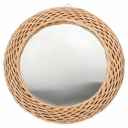 LAMIRO Hanging Wall Mirror Decorative Rattan Woven Mirror Bathroom Dressing Makeup Mirror