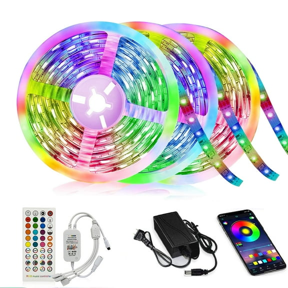 LED Strip Lights,49.2ft/15m Smart Led Lights SMD5050 RGB Color Changing Rope Lights with Bluetooth Controller Sync to Music Apply for TV,Bedroom,Party and Home Decoration (65.6FT/20M)