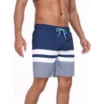thumbnail image 6 of Mowujeit Mens Swim Trunks with Zipper Pockets Quick Dry Liner Bathing Suit-White stripe S, 6 of 8