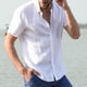 thumbnail image 1 of Men Linen Short Sleeve Shirts Summer Beach Button Top T-shirt Tee Casual Loose Blouse zhangyuxiang LED, 1 of 2