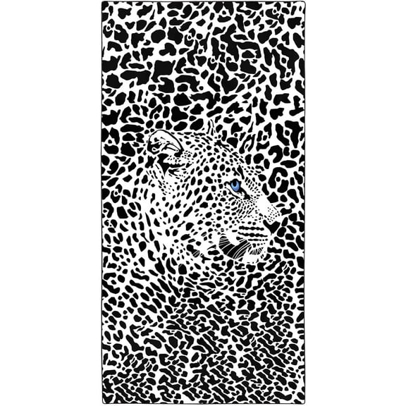 Cheetah Beach Towel Oversized 71x36IN Quick Dry Sand-Free Black and White Leopard Print Beach Towels Soft Lightweight Towels for Swim Pool Camping Travel
