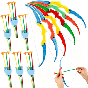 BESTSKY 6 Sets Mini Bow and Arrow Plastic Bow Arrow with Arrow Storage Colorful Archery Shooter Toy for Kids Indoor Outdoor Games Kids Bow and Arrow Set Random Colors