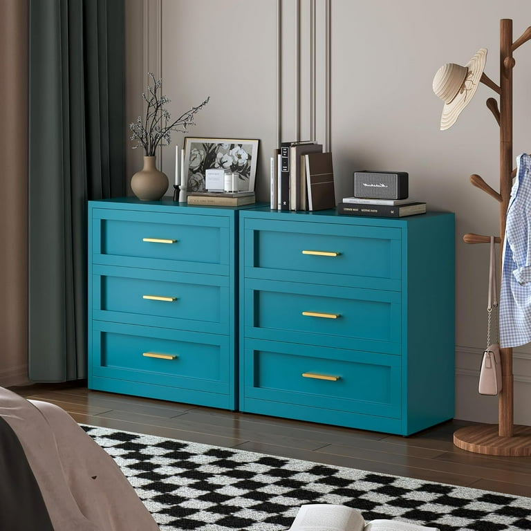 modern blue dresser MAISONARIA 6 Drawer for Bedroom, 55" Wide Chest of Drawers with Gold Metal Handles, Fluted Wood TV Stand for Living Room, Hallway(Navy Blue) : Home & Kitchen including a distinctive top drawer with vertical textured ribbed lines Blue Dressers | West Elm