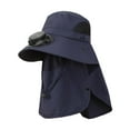 thumbnail image 3 of Sombrero con ventilador solar Strade Fareast Limited para exteriores con solapa para cubrir el cuello y la cara Azul oscuro, 3 of 8