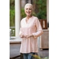 thumbnail image 4 of NOVICA Artisan Hand Embroidered Cotton Long Tunic Pink from India Clothing Top Tunics Blouses ' Spring Rose', 4 of 6