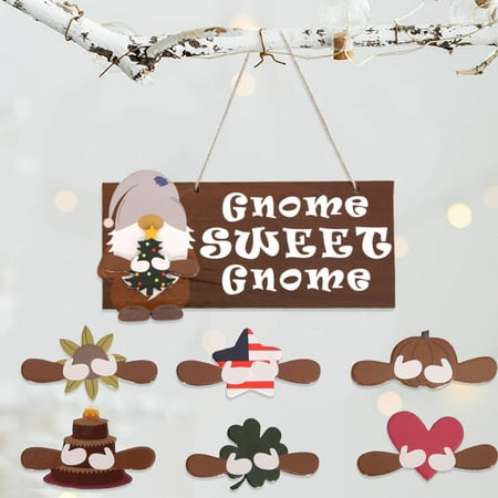

Dealovy Christmas Wooden Pendant Hollow Painted Faceless Doll Goblin Gnomes Christmas Tree Decoration DIY Ornaments Deals