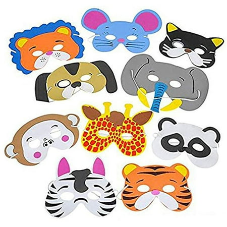 Foam Funny Animal Mask - 12 Pack, For Kids & All Ages, Party, Halloween, Dress-Up, Prop, Costume With Elastic Strap – By Kidsco