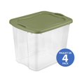 thumbnail image 1 of Sterilite Bac EZ Carry de 90 L, grand bac de rangement transparent avec couvercle vert et poignées intégrées, 4 Pk, 1 of 9