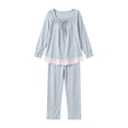 thumbnail image 6 of HAiming 2 Piece Womens Pajama Sets Long Sleeve Smocked Casual Shirts Comfy Pants Lounge Sets Fall Winter Sleepwear, 6 of 7