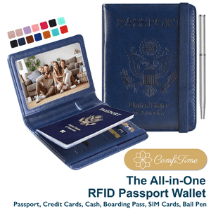 ComfiTime Passport Holder RFID Blocking Navy Blue