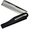 thumbnail image 1 of Kent 20T Peine de bolsillo plegable hecho a mano de grafito negro para hombres Peine alisador de pelo de dientes finos para el cuidado diario Peinar el cabello Barba o bigote Uso seco o con bálsamos C, 1 of 5