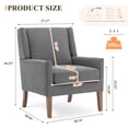 thumbnail image 3 of EOP Modern Oversized Accent Chairs Set of 2, Upholstered Fabric Reading Armchairs, Living Room Chairs with Wood Legs, Single Sofa Chairs for Living Room, Bedroom, Office, Gray, 3 of 9