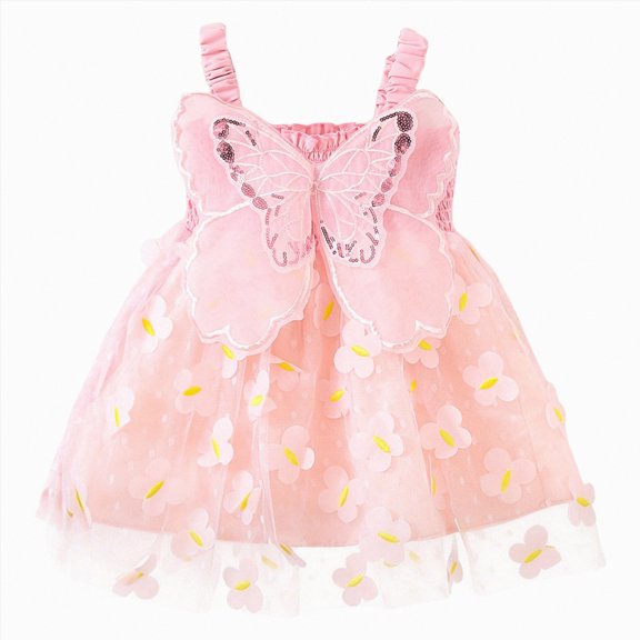 Larisalt Toddler Baby Girl Summer Clothes Sleeveless A-line Ruffle Layered Lace Tutu Princess Dresses