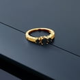 thumbnail image 3 of Gem Stone King 0.81 Ct Round Black Onyx 18K Yellow Gold Plated Silver Ring (Size 7), 3 of 4