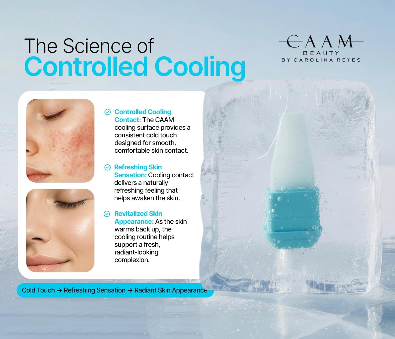 Ice Face Roller Reusable Silicone Cooling Facial Ice Roller for Face and Neck, Skincare Routine Tool for De-Puff Look, Smooth Glide Massager