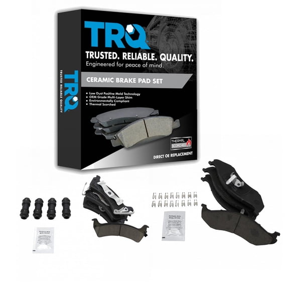 TRQ Front & Rear Ceramic Disc Brake Pad Kit for 1995-1998 Jeep Grand Cherokee BFA20131