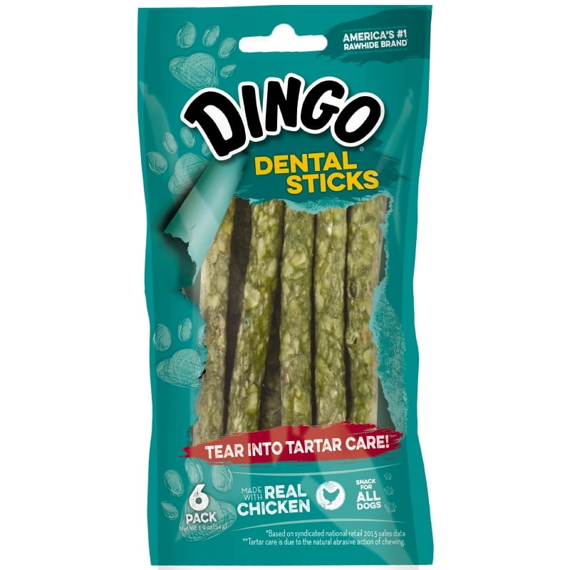 (3 Pack) Dingo Dental Sticks for Tartar Control, Rawhide Chew, 6Count