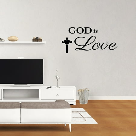 Wall Decal Quote God Is Love Vinyl Sticker Religious Wall Decor Childrens Room Sign PC848
