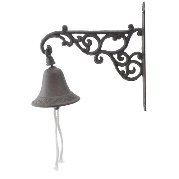 Cast Iron Dinner Bell - Ornate Vine - Distressed Brown