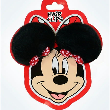 Disney Parks Minnie Mouse Plush Ears Hair Clips New With Card