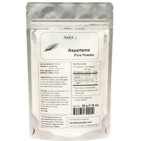 NuSci Aspartame Pure Powder 50 grams (1.75 oz) Low Calorie