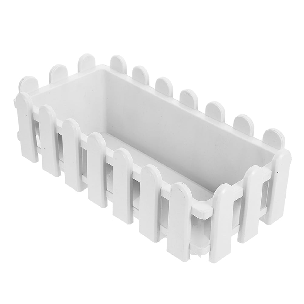 NUOLUX White Fence Shaped Plastic Planter Box for Outdoor Plants and Vegetable Garden