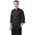thumbnail image 2 of LEEYNEER New Men‘S Double-Breasted Decorative Long-Sleeve Chef Uniform with Leather Label, 2 of 6