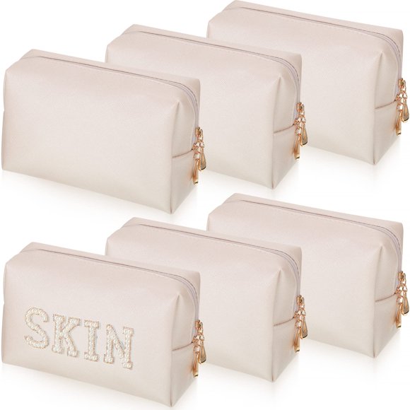 Bolsa de maquillaje Gerrii Preppy Patch de piel sintética impermeable, 6 unidades