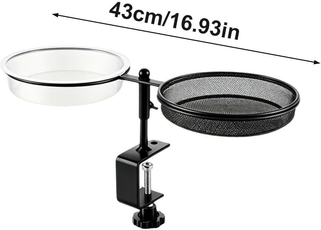 2 In 1 Outdoor Bird Feeding Station With Adjustable Clamp & Mesh Tray, Stable Bird Feeder Stand For Garden Backyard Patio Deck Balcony Fence Railing Bird Watching Gardening (K)