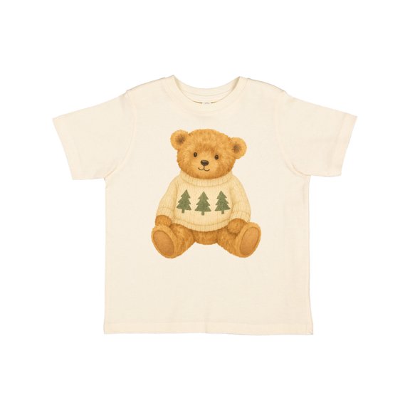 Inktastic Vintage Teddy Bear in Sweater with Christmas Trees Boys or Girls Toddler T-Shirt