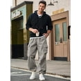 thumbnail image 6 of Men's Cargo Pants Casual Parachute Baggy Loose Fit Hip Hop Harem Pants Unisex Street Y2K Drawstring Trouser with Pockets, 6 of 7