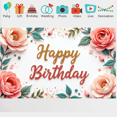 thumbnail image 5 of Floral Design Happy Birthday Pink Flowers Party Banner for Celebration Event Decoration Indoor Use, 5 of 7