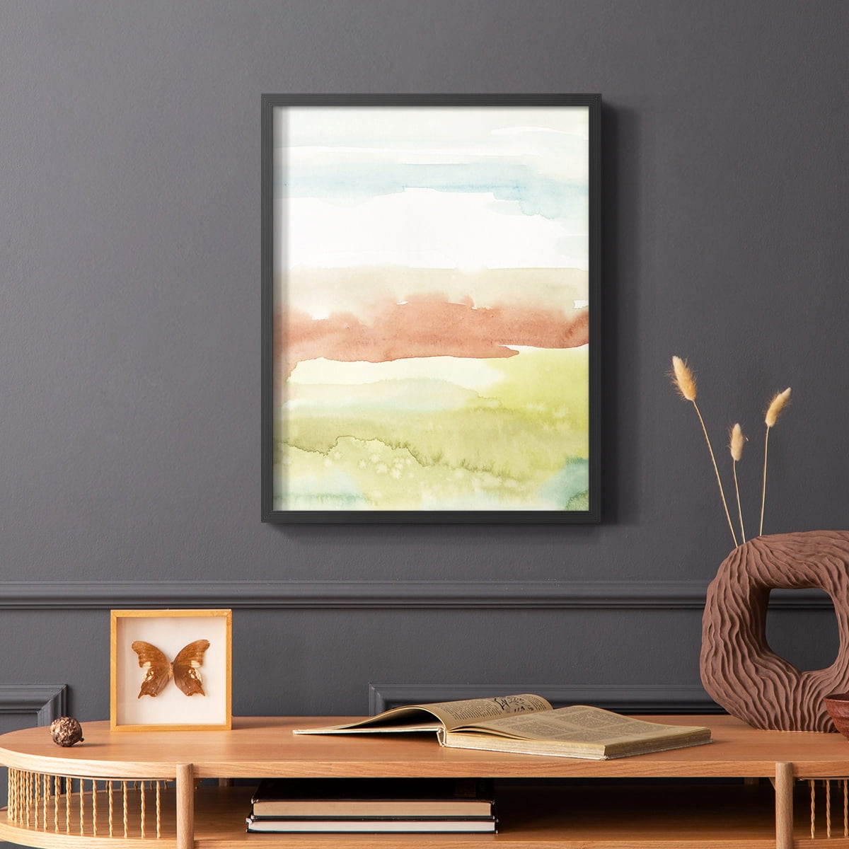 Blushing Sunrise II Framed Print in Black Solid Wood Framed Print No Nail Hanging