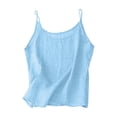 thumbnail image 5 of UACY Girls Cotton Linen Tank Tops Summer Casual Sleeveless Plain Spaghetti Strap Camisole Tween Cute Vacation Undershirts (Blue, 12-13 Years), 5 of 5