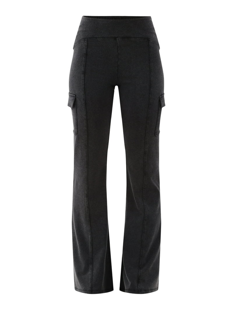 No Boundaries Mineral Wash Flare Cargo Pants, 31” Inseam