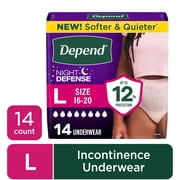 Depend Night Defense Incontinence Underwear for Women, Adult Diapers, L (14 Count)