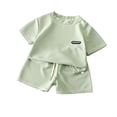thumbnail image 3 of Rvasteizo Baby Boys Elegant Outfit Set Solid Crew Neck Short Sleeve Top Short Pant Kids Loungewear Outfit, 3 of 4