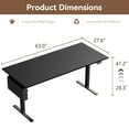 thumbnail image 6 of Satifur Electric Standing Desk 63'' x 27.5'', Ergonomic Computer Desk with Memory Preset, Height Adjustable Sit Stand Desk with Hooks & Storage, Black, 6 of 10