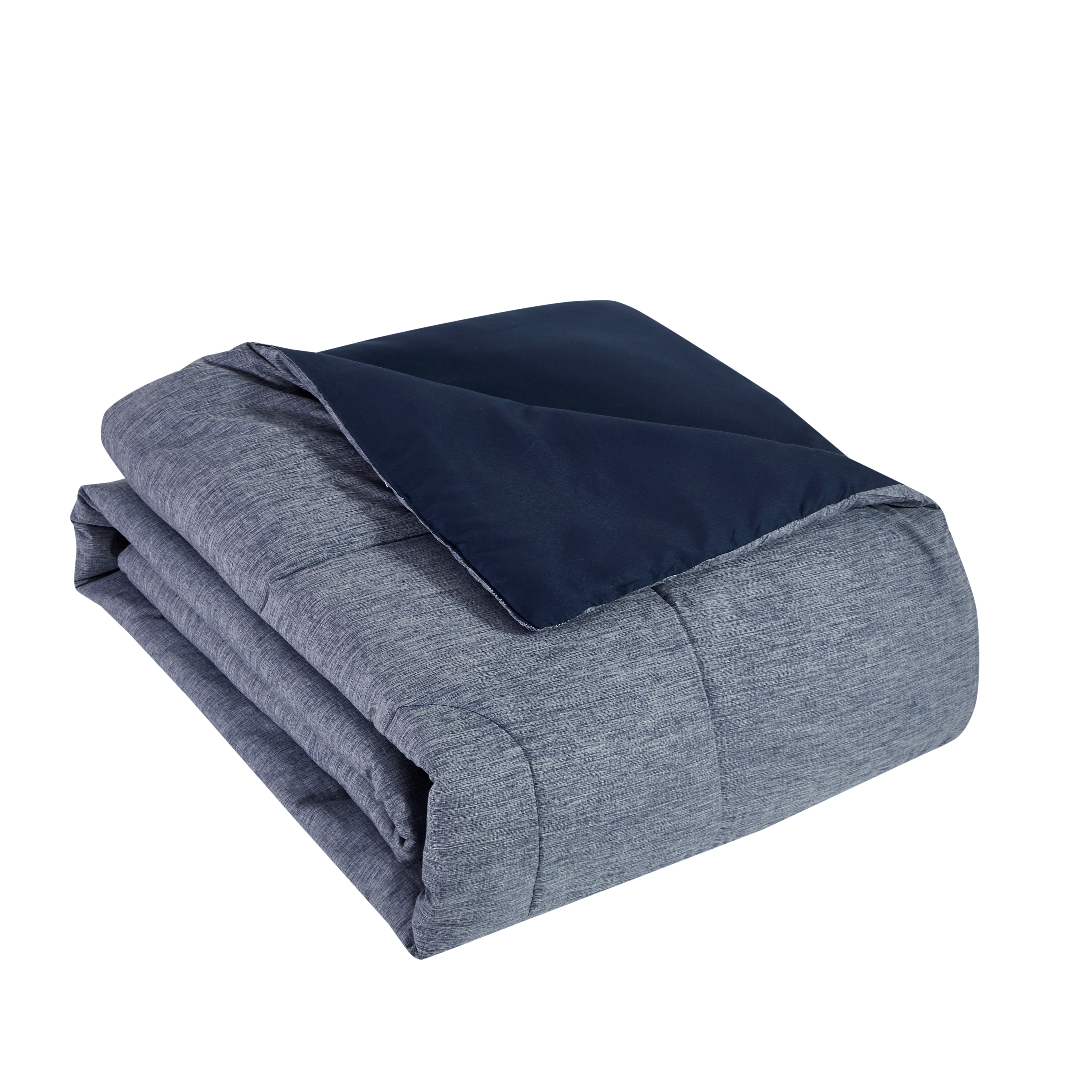 Mainstays Super Soft Microfiber Reversible Comforter, Twin-XL, Navy, 1 Piece