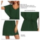 thumbnail image 3 of Traje de baño de manga corta para mujer, cuello en V, cintura corta con cordón, vestido para cubrir bikini, resistente y resistente, 3 of 3