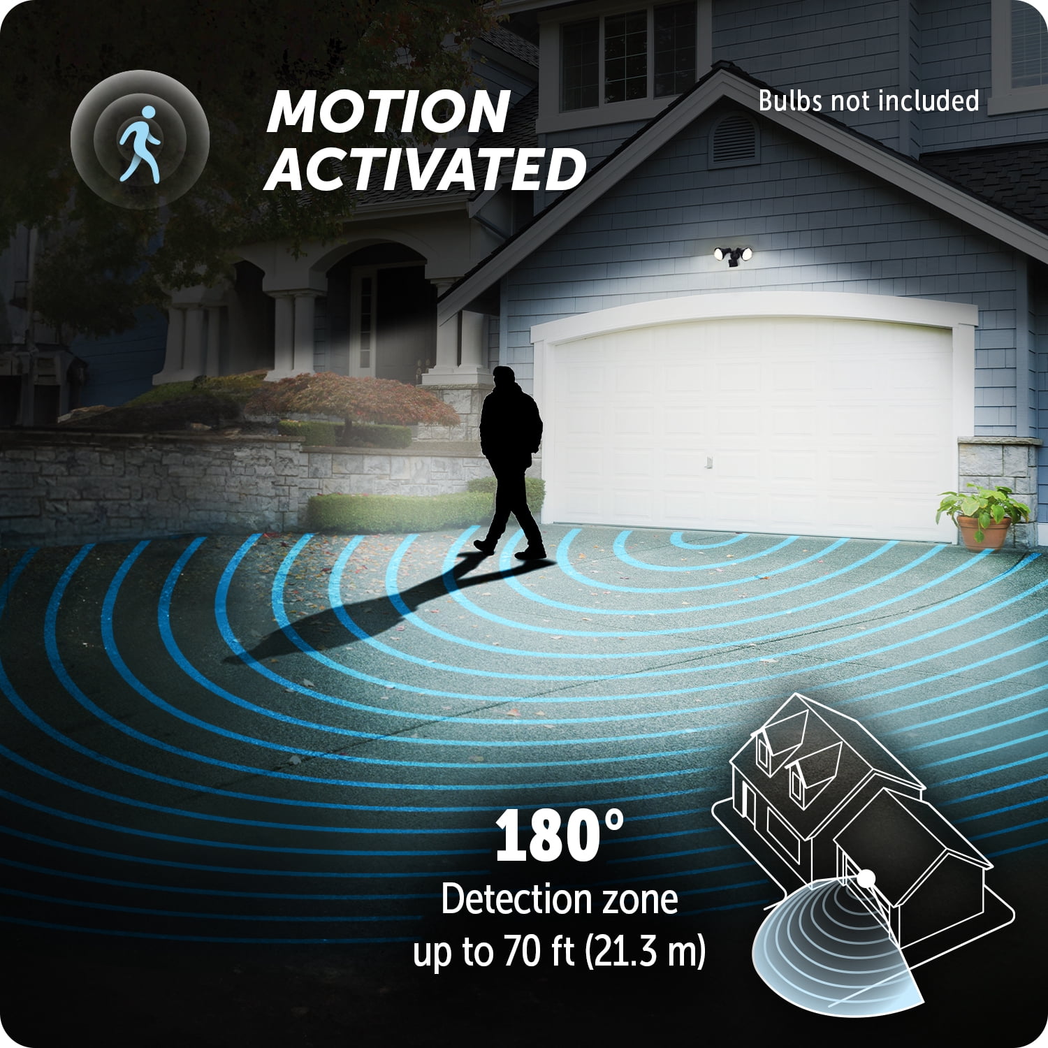Globe Electric 240 W Black Hardwired Motion Sensor Security Flood Light